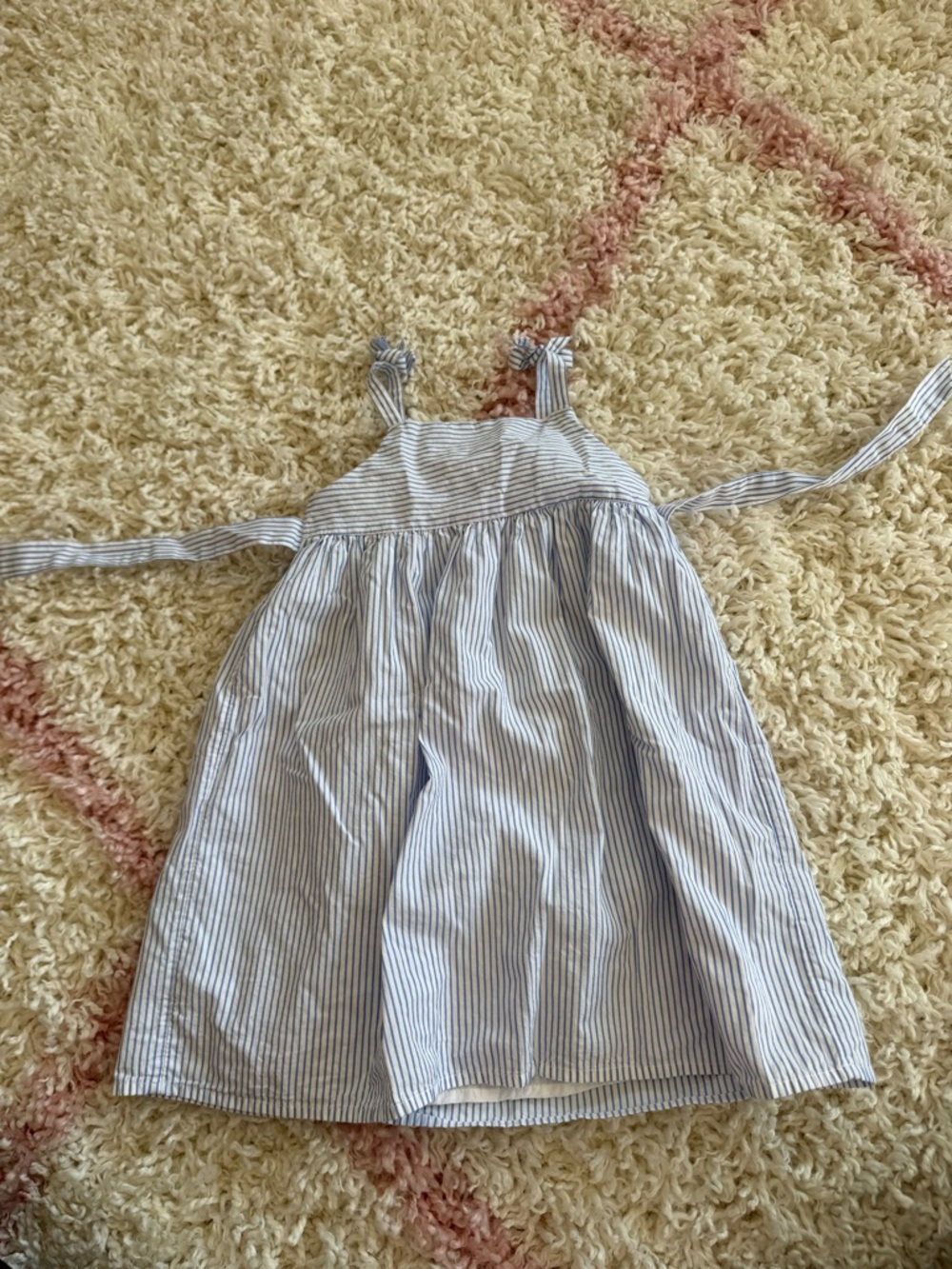 Toddler Girls Nordstrom Blue and White Striped Baby Dress 24M